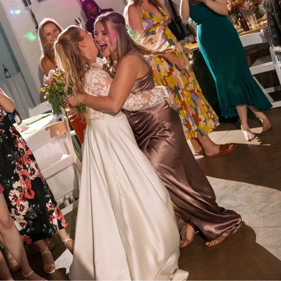 Lydia Shiny Satin Dress - Dark Mauve from Birdy Grey Small - Picture 7 of 8